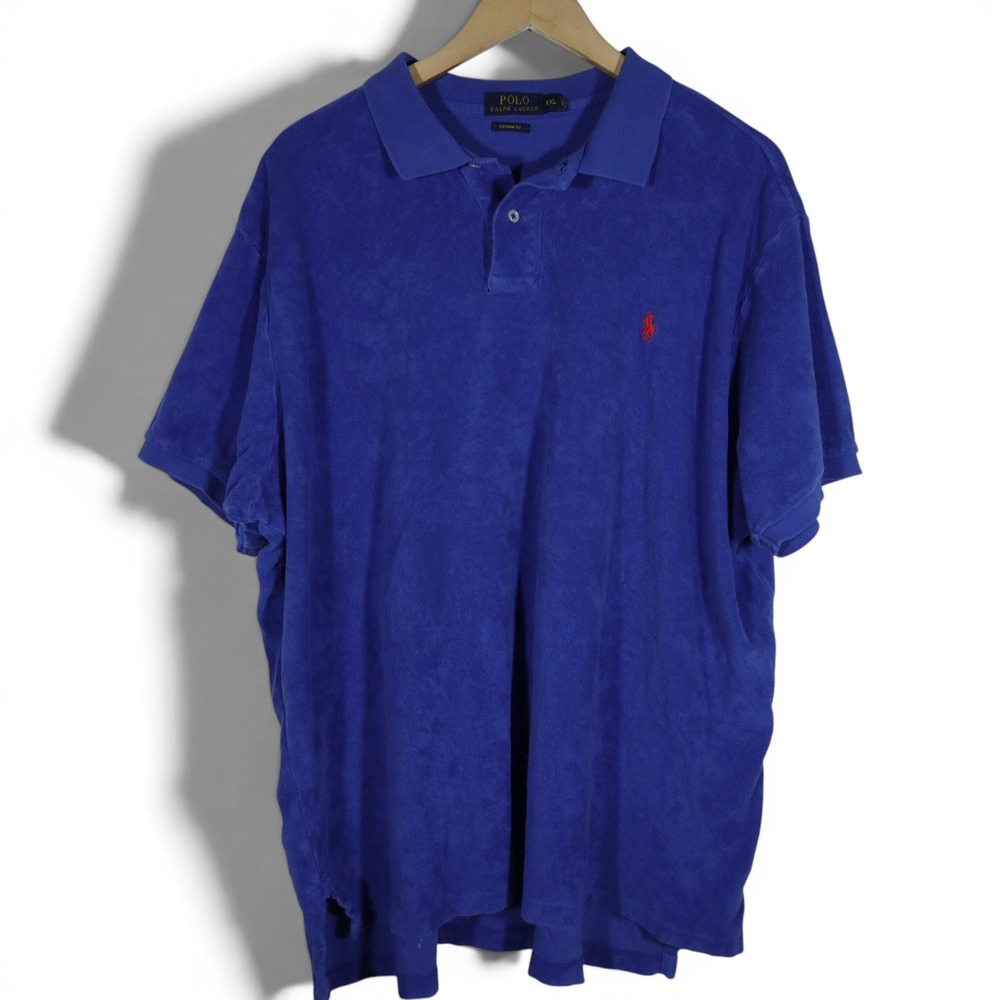 Polo Ralph Lauren Polo XXL Custom Fit Modern Terry Cloth Royal Blue Red Pony